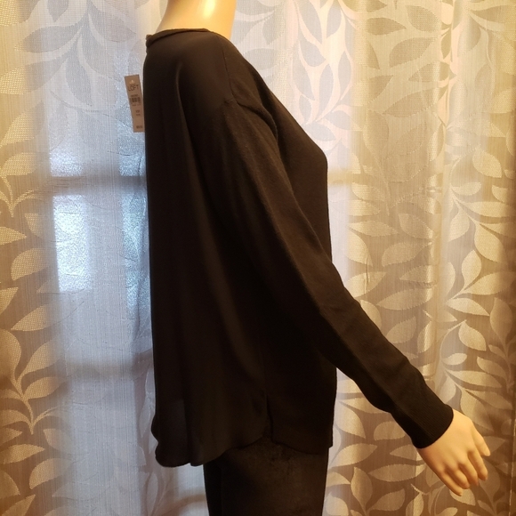 Loft Black Sweater with semi sheer back - Picture 3 of 10